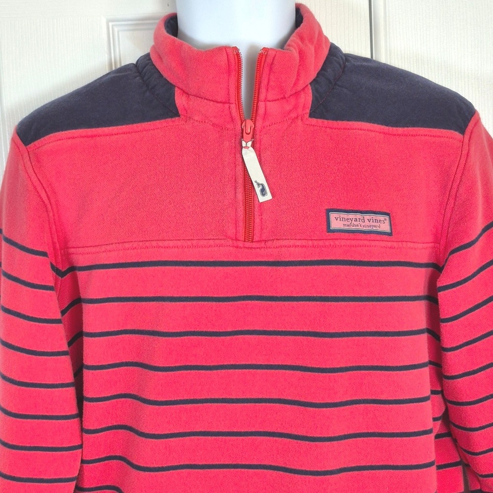 Vineyard Vines Martha's Vineyard shep shirt quarter zip pink blue mens XS - Picture 2 of 10